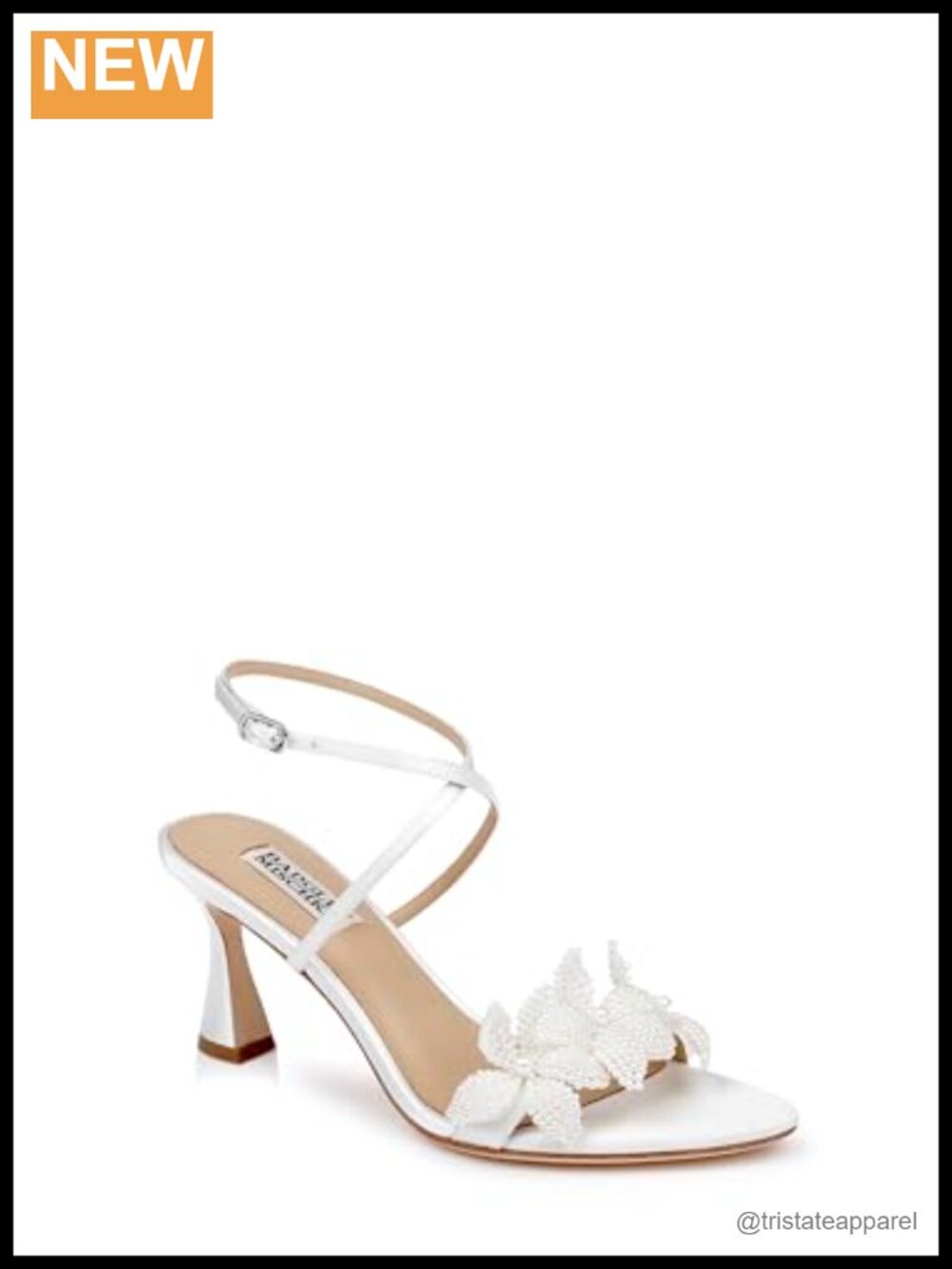 Badgley Mischka Whitney Heeled Sandals Leather Sole X-Strap Formal